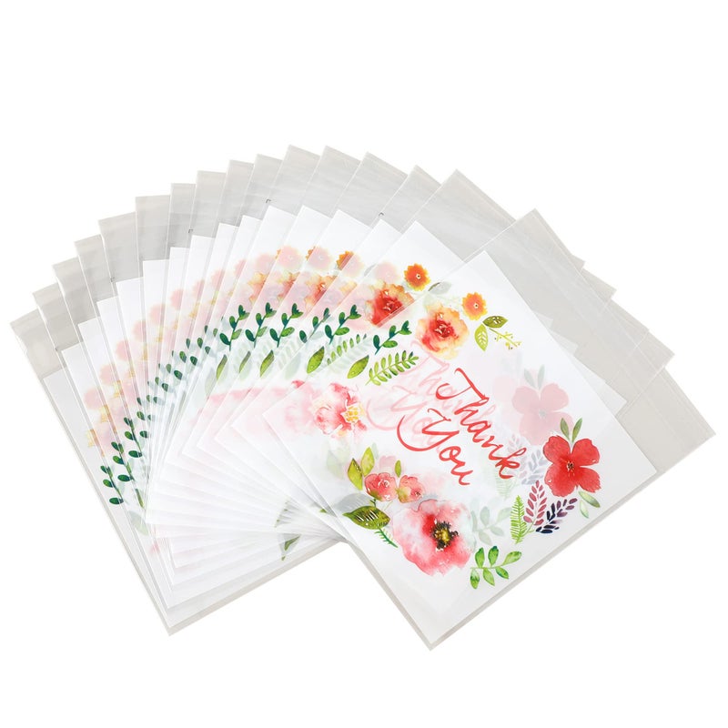 NUOMI 100Pcs Thank You Cellophane Bags Self Adhesive Resealable Cookie Treat Bags for Dessert, Party Treats, Cookie, Candle, Soap, 5.5"X6.7" - Image 1